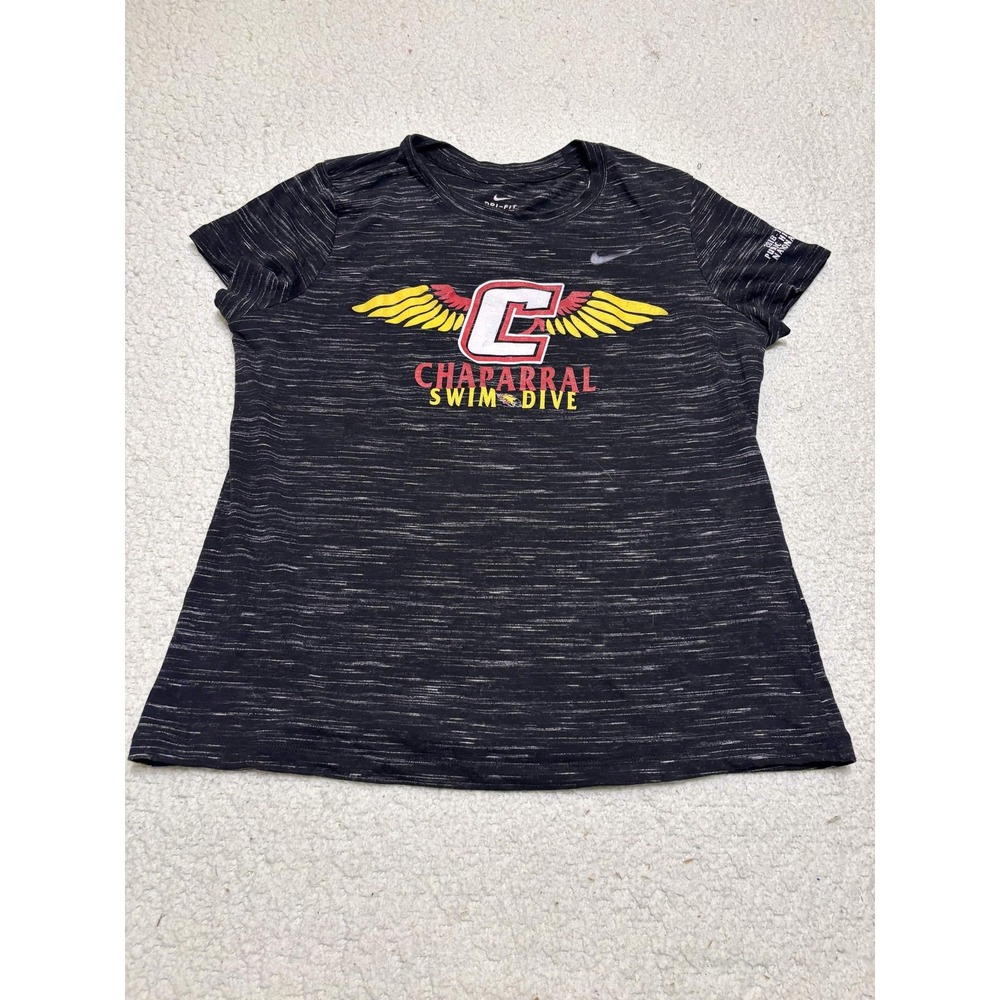 Nike Womens Chaparral Swim Dive T-shirt Graphic Tee Size M Black Crewneck